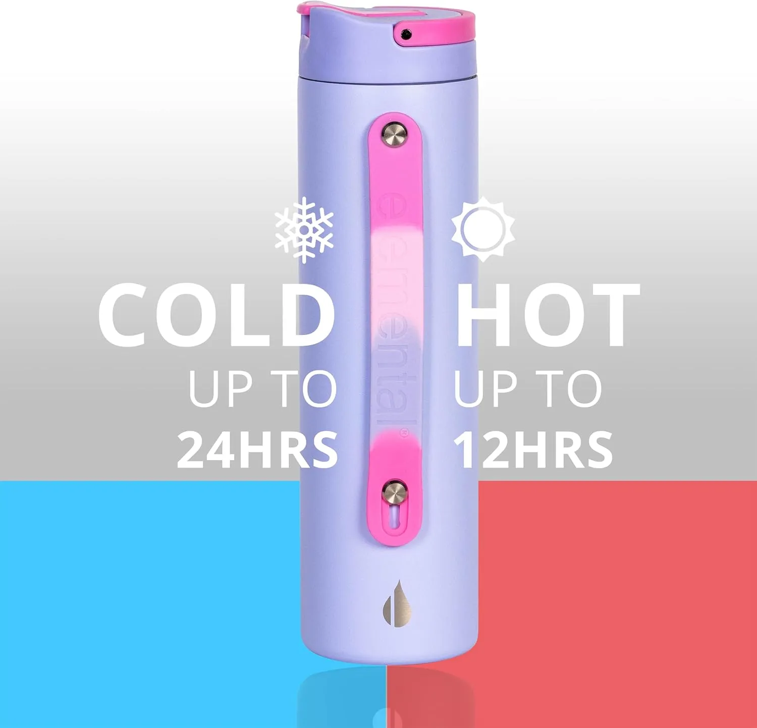 Elemental Iconic Stainless Steel Water Bottle with Straw - 20 oz Leak Proof Triple Wall Insulated Water Bottles for Travel and Sports - Reusable Gym Water Bottle with 2 Straws - Lilac Tie Dye