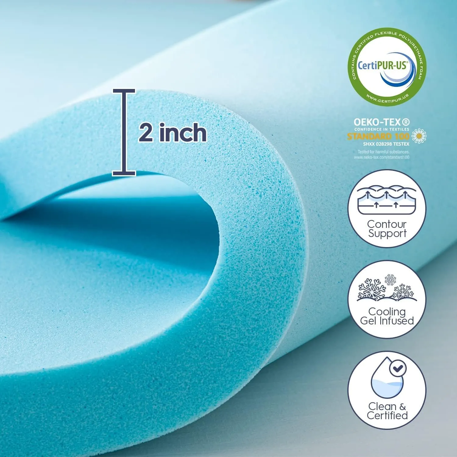 ELEMUSE Dual Layer 3 Inch Memory Foam Mattress Topper Cal King, 2 Inch Cooling Gel Memory Foam Plus 1 Inch Down Alternative Pillowtop Mattress Pad with Cooling Cover, Soft Comfort Support, Grey