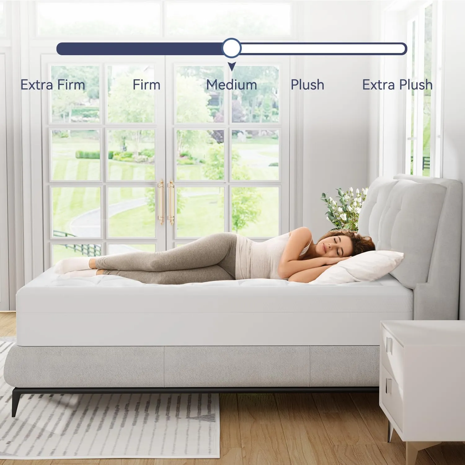 ELEMUSE Queen Size Dual Layer 3 Inch Memory Foam Mattress Topper, 2 Inch Cooling Gel Memory Foam and 1 Inch Thick Soft Pillow Top Mattress Pad Cover for Back Pain Relief, Bed Topper for Side Sleep