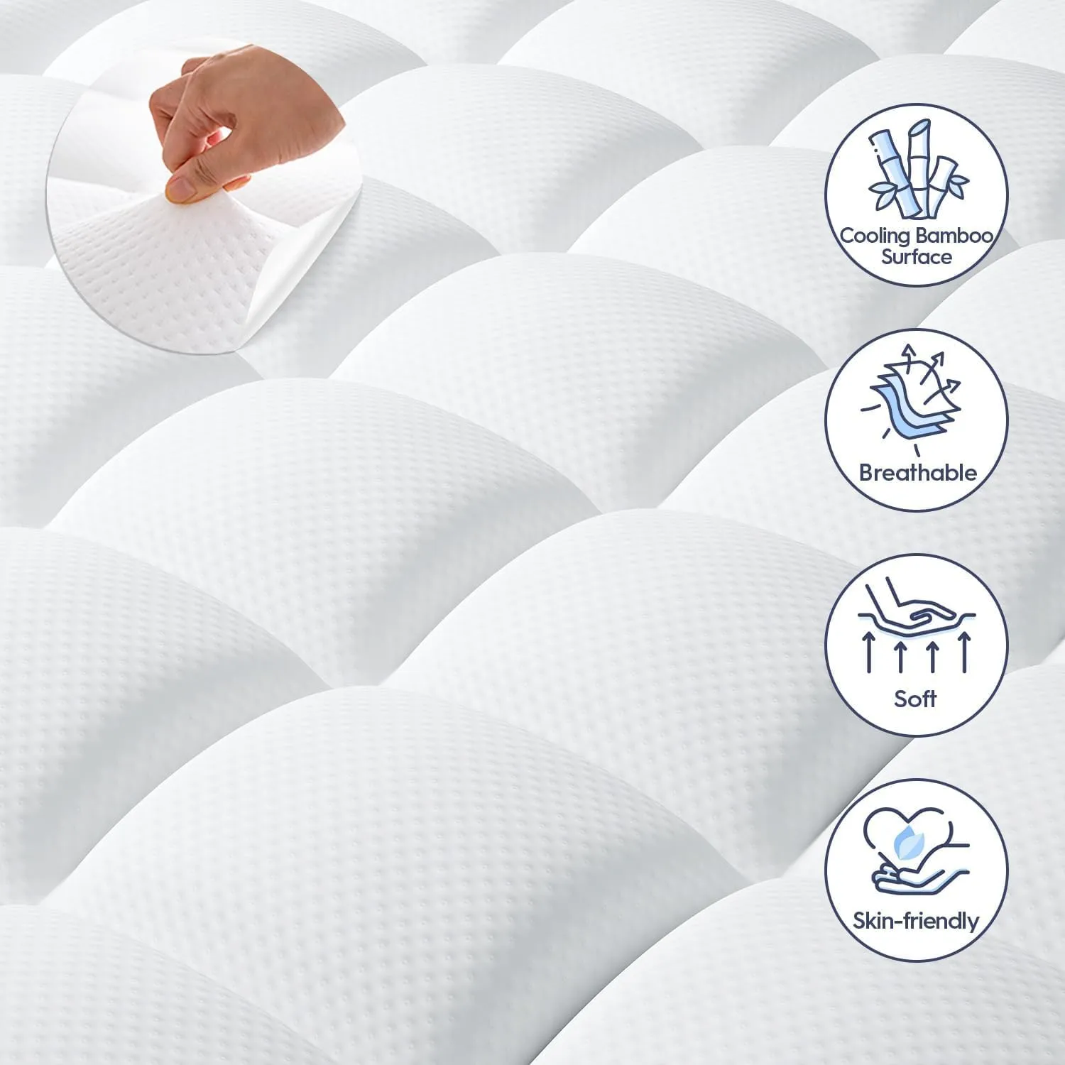 ELEMUSE Queen Size Dual Layer 3 Inch Memory Foam Mattress Topper, 2 Inch Cooling Gel Memory Foam and 1 Inch Thick Soft Pillow Top Mattress Pad Cover for Back Pain Relief, Bed Topper for Side Sleep