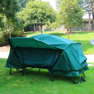 Elevated Camping Cot Tent Combo Set Double Layer Rainproof Outdoor Camping Tent Cot Bed Window with Gauze Storage Bag Design and Sandwich Eva Foam Pad