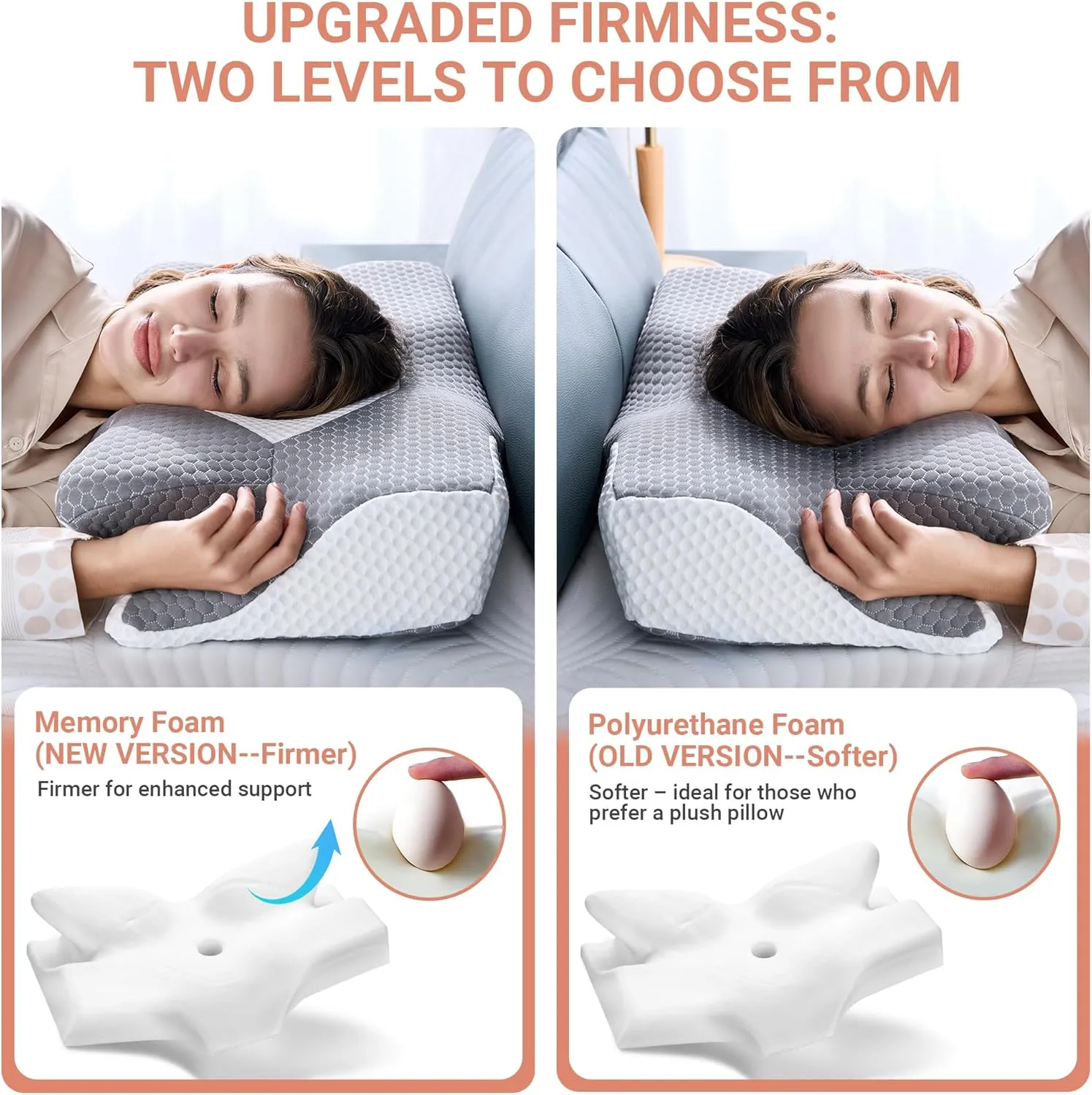Elviros Cervical Memory Foam Pillows for Neck and Shoulder Pain, Neck Pillow for Sleeping, Side Sleeper Pillows for Adults, Ergonomic Orthopedic Sleeping for Back and Stomach Sleepers (Medium Firm)