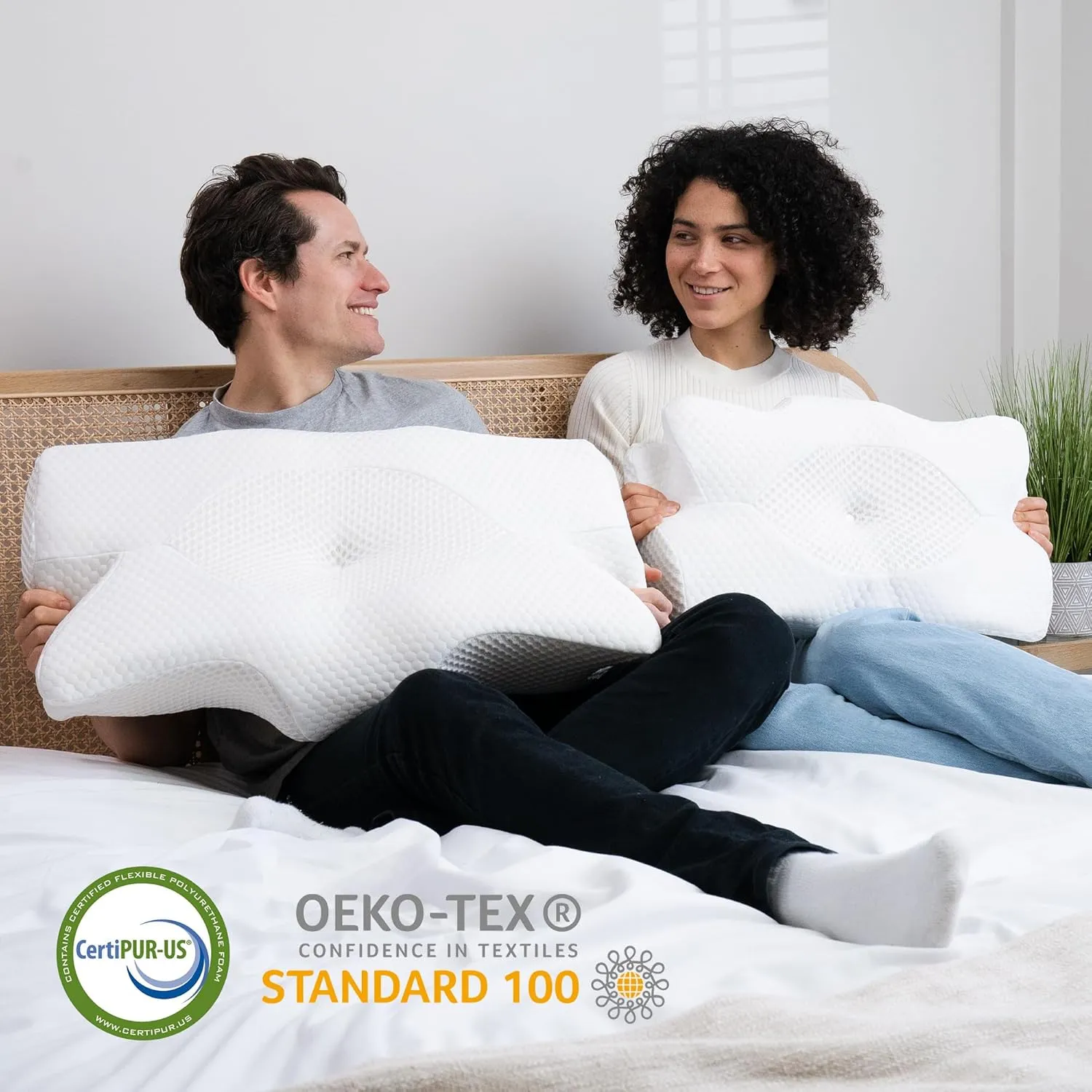 Elviros Cervical Memory Foam Pillows for Neck and Shoulder Pain, Neck Pillow for Sleeping, Side Sleeper Pillows for Adults, Ergonomic Orthopedic Sleeping for Back and Stomach Sleepers (Medium Firm)
