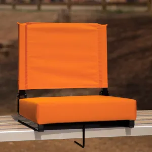 EMMA   OLIVER Orange Stadium Chair - 500 lb. Rated Folding Chair - Carry Handle - Ultra-Padded Seat