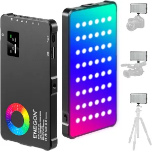 ENEGON RGB Video Light, Built-in 4000mAh Rechargeable Battery LED Camera Light Full Color 24 Common Light Effects, CRI≥95 2500-9000K LED Video Light Panel with Power Bank Function.