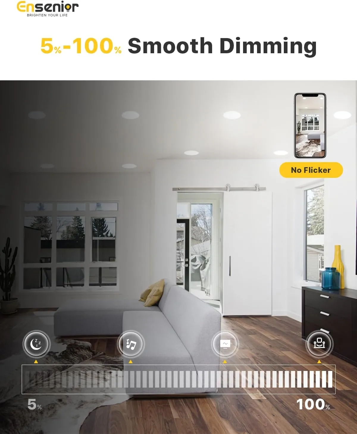 Ensenior 12 Pack 6 Inch LED Recessed Light, Dimmable, 5000K Daylight, 1050LM High Brightness, 12W 120V, Damp Rated, Intertek 5002327, ERL-12X-ETL, Ultra-Thin Canless Wafer Light - ETL & FCC & IC