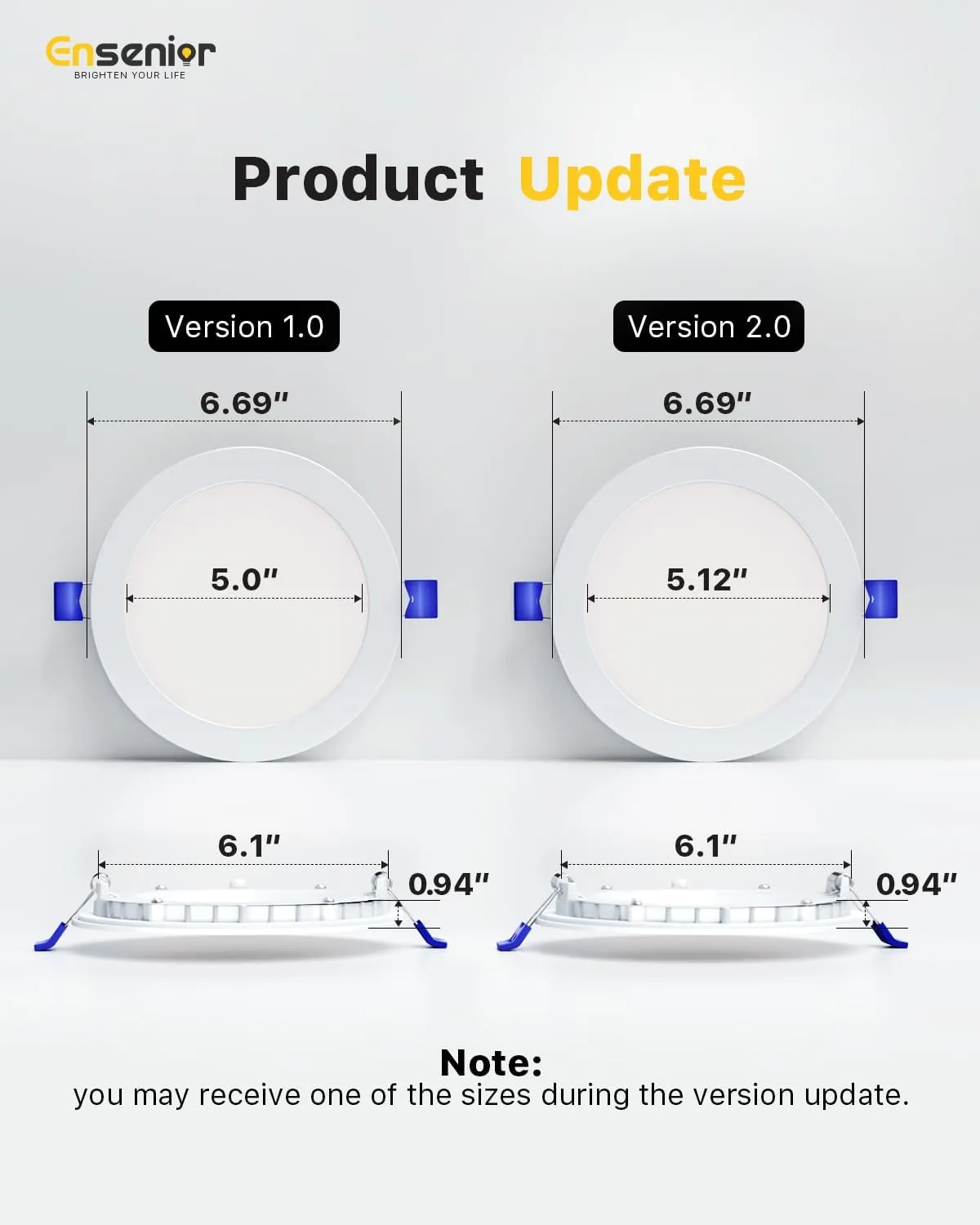 Ensenior 12 Pack 6 Inch LED Recessed Light, Dimmable, 5000K Daylight, 1050LM High Brightness, 12W 120V, Damp Rated, Intertek 5002327, ERL-12X-ETL, Ultra-Thin Canless Wafer Light - ETL & FCC & IC