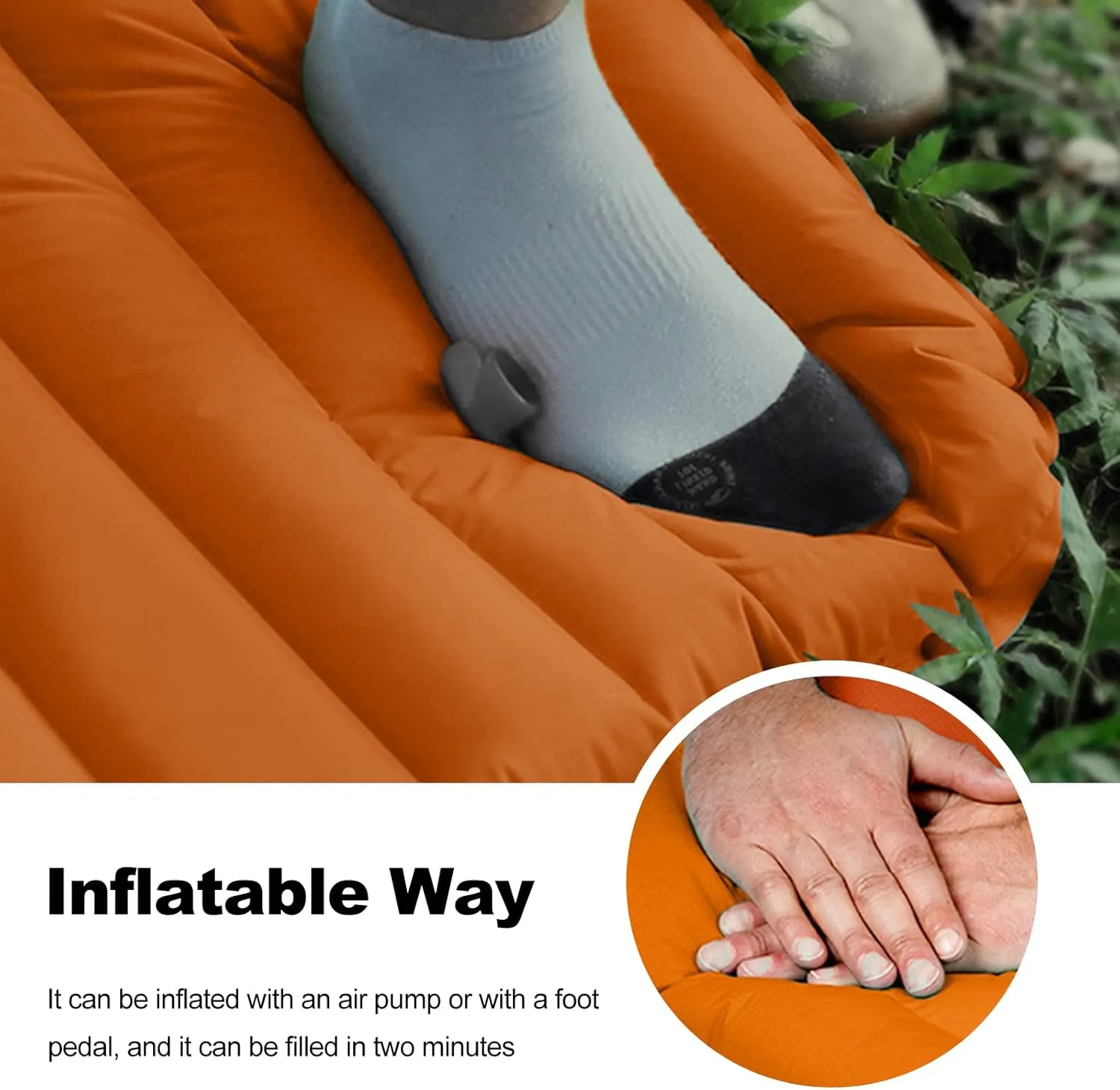 Ergocar Airbed Inflatable, TPU Press Inflatable Bed with Pillow, Ultralight Comfortable Inflatable Sleeping Mat, Portable & Folding Waterproof Camping Mattress for Backpacking, Hiking and Traveling