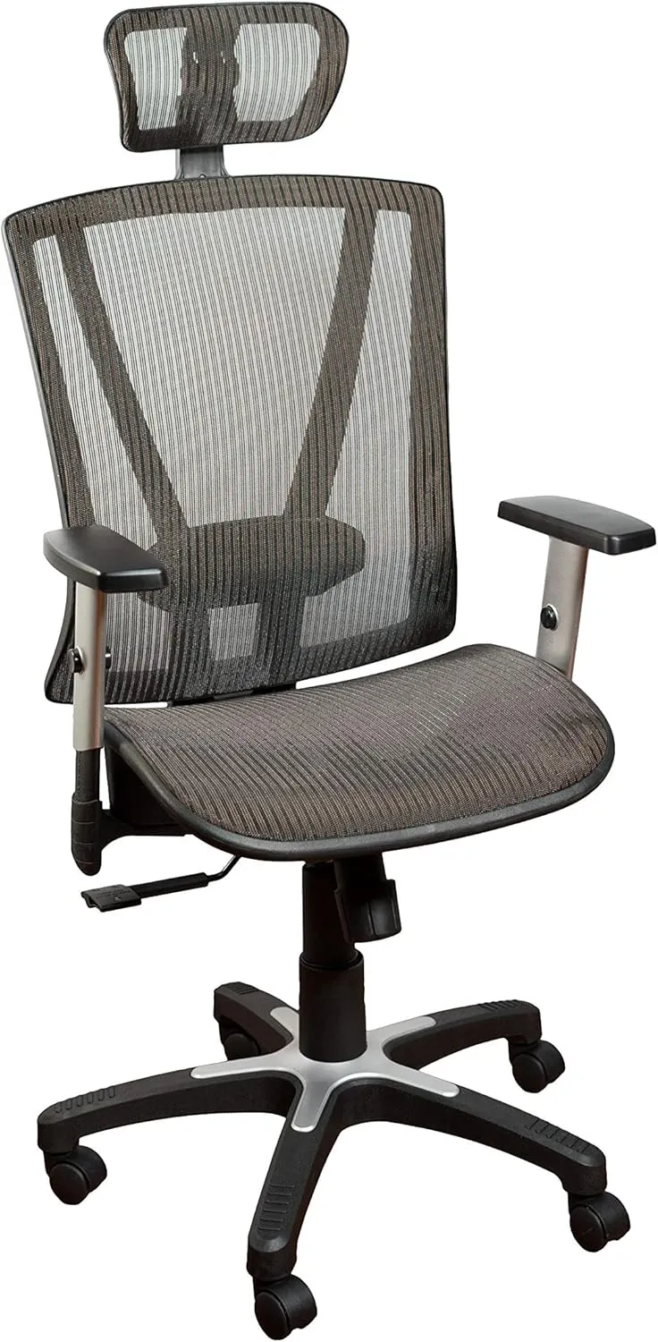 ErgoMax, MSH112BR Ergonomic Height Adjustable Home Office All Mesh Desk Chair, Lumbar Support & Back Relief Breathable Chair, 53 Inch Max, Brown