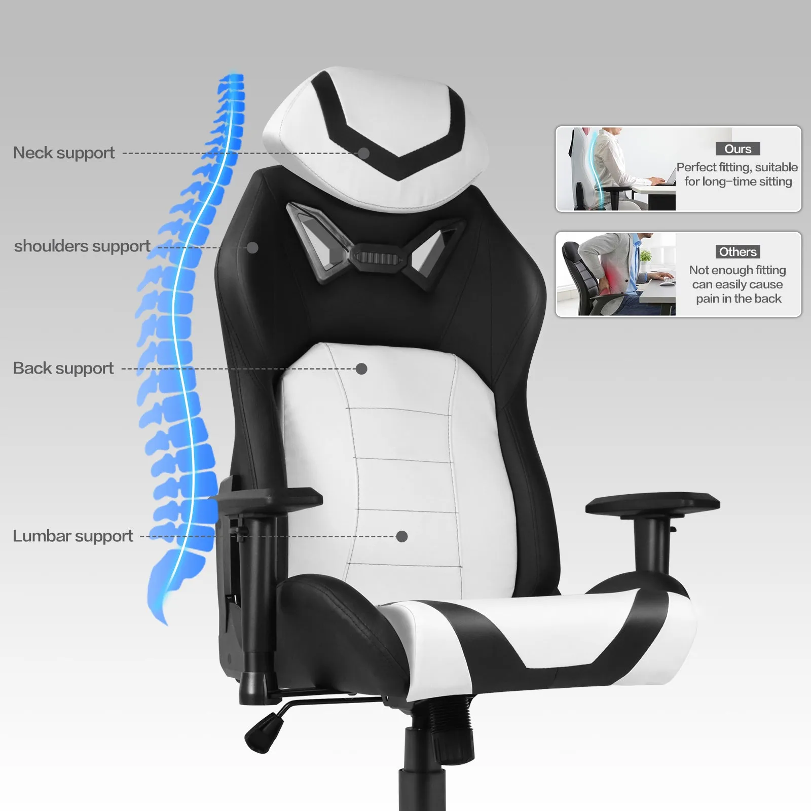 Ergonomic Gaming Chairs for Adults with High-Density Memory Foam | Swivel Comfortable Office Chair, Big and Tall Video Game Chair, High Back Computer Chair for Home, Office