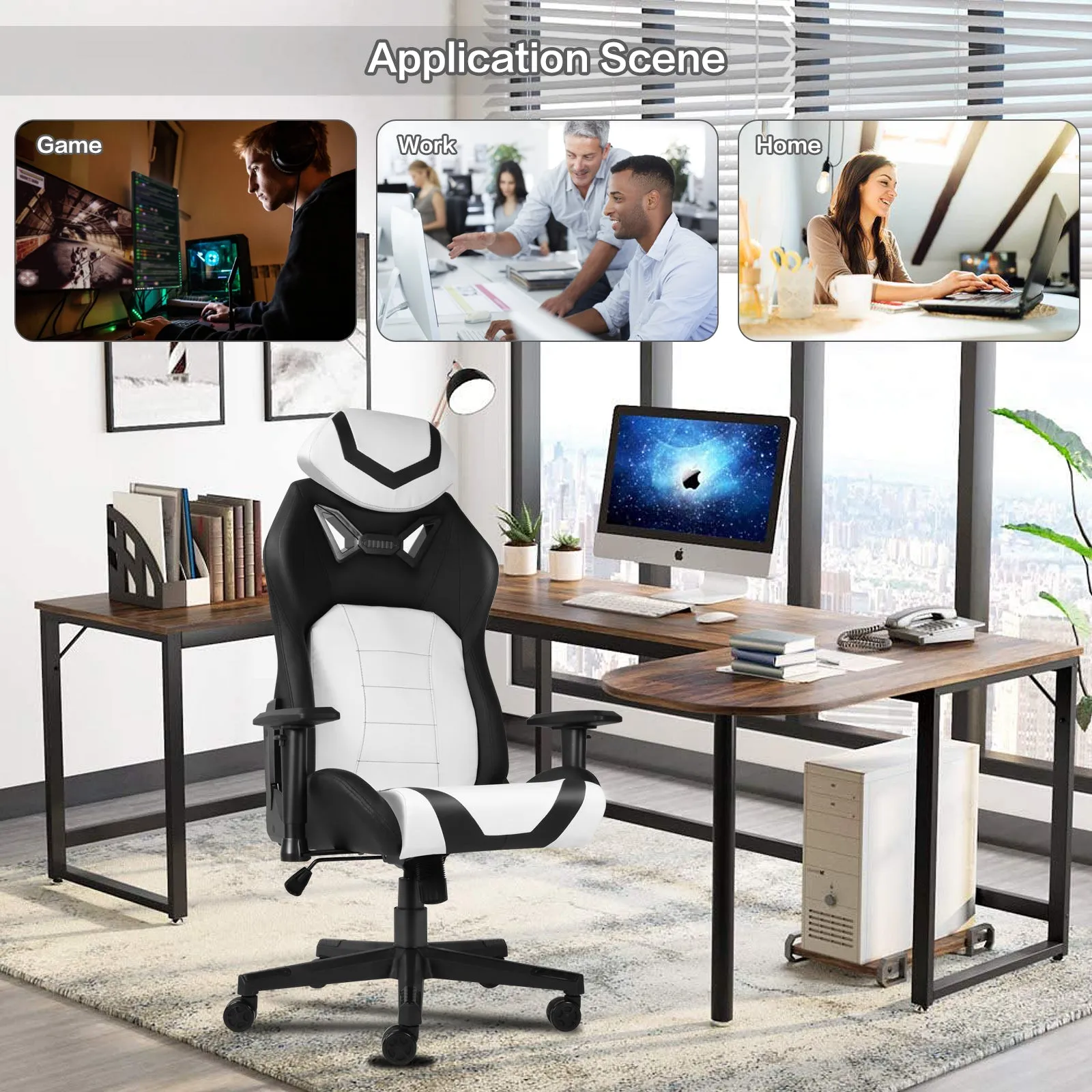 Ergonomic Gaming Chairs for Adults with High-Density Memory Foam | Swivel Comfortable Office Chair, Big and Tall Video Game Chair, High Back Computer Chair for Home, Office