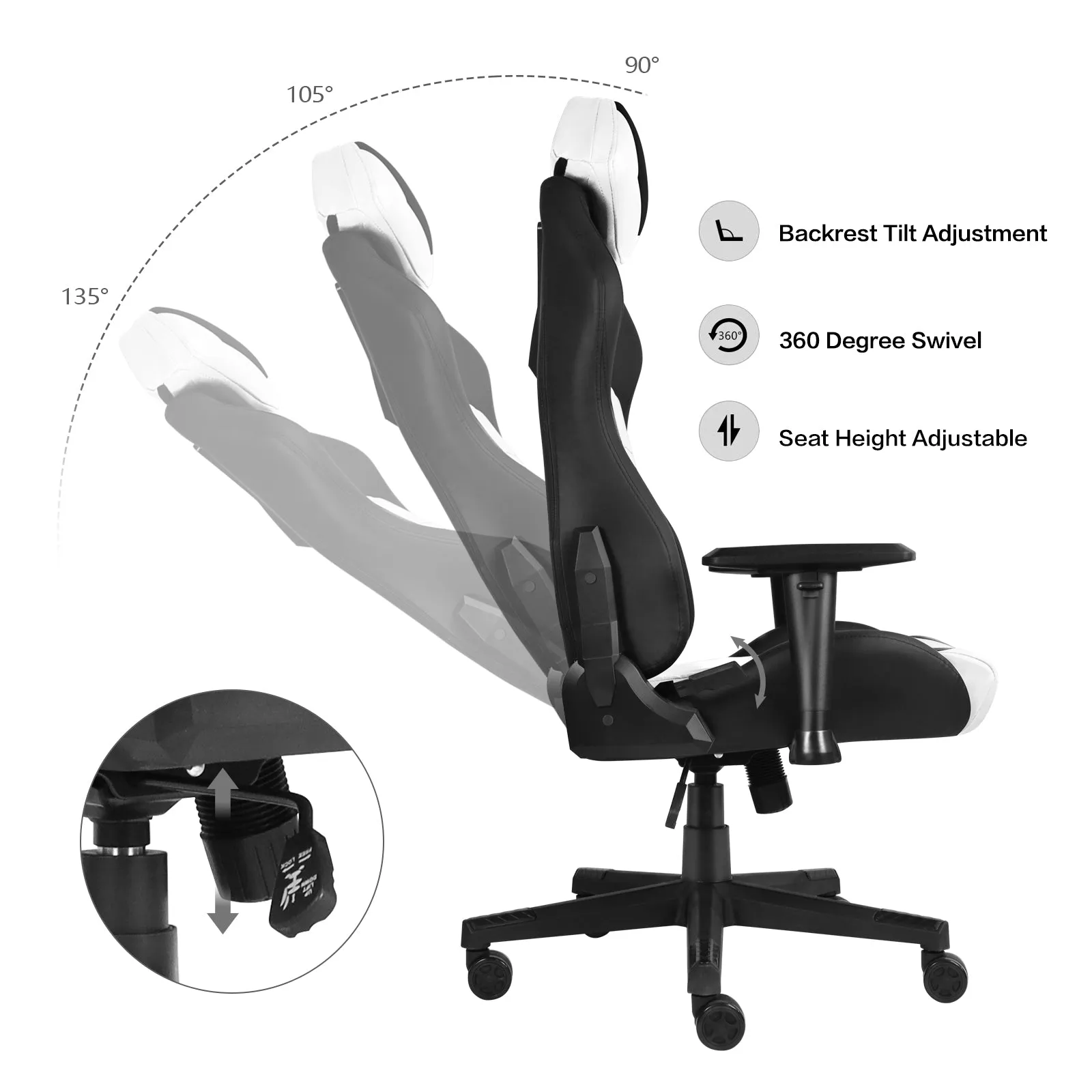 Ergonomic Gaming Chairs for Adults with High-Density Memory Foam | Swivel Comfortable Office Chair, Big and Tall Video Game Chair, High Back Computer Chair for Home, Office