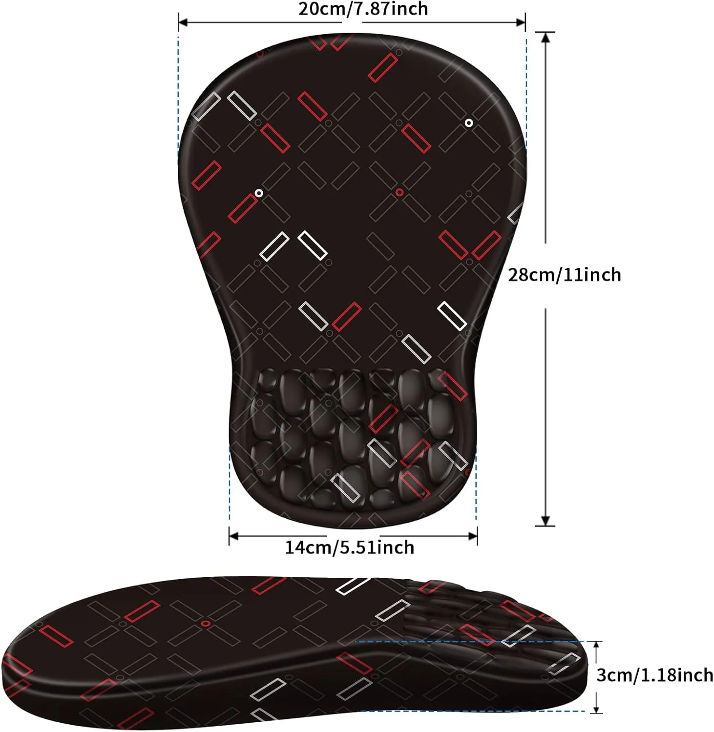 Ergonomic Mouse Pad with Wrist Rest Support, Mousepad with Comfortable Memory Foam Wrist Rest and Non-Slip PU Base for Pain Relief, Computer, Laptop, Office, Home (Black-1)
