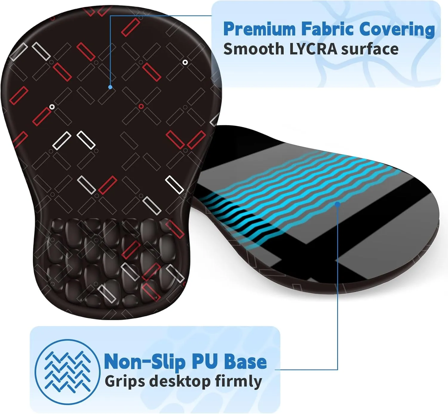 Ergonomic Mouse Pad with Wrist Rest Support, Mousepad with Comfortable Memory Foam Wrist Rest and Non-Slip PU Base for Pain Relief, Computer, Laptop, Office, Home (Black-1)