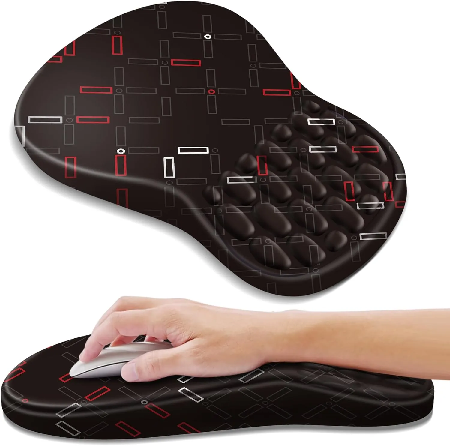 Ergonomic Mouse Pad with Wrist Rest Support, Mousepad with Comfortable Memory Foam Wrist Rest and Non-Slip PU Base for Pain Relief, Computer, Laptop, Office, Home (Black-1)