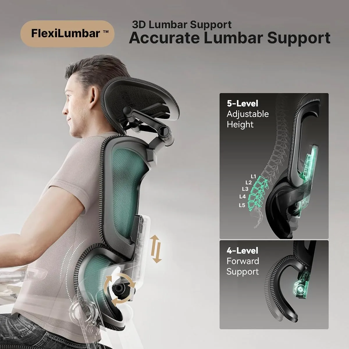 Ergonomic Office Chair with Foot Rest - Comfy Home Office Desk Computer Chair, Comfortable Mesh Seat with Adjustable Back Support, Swivel Wheels, Flip-up Arms, for Work Gaming Study (Green, Standard)