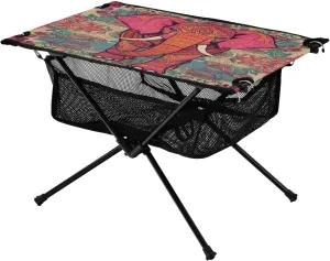 Ethnic Elephant Portable Folding Camping Table, Compact Lightweight Beach Table with Carrying Bag for Outdoor Picnics, BBQs, Camp