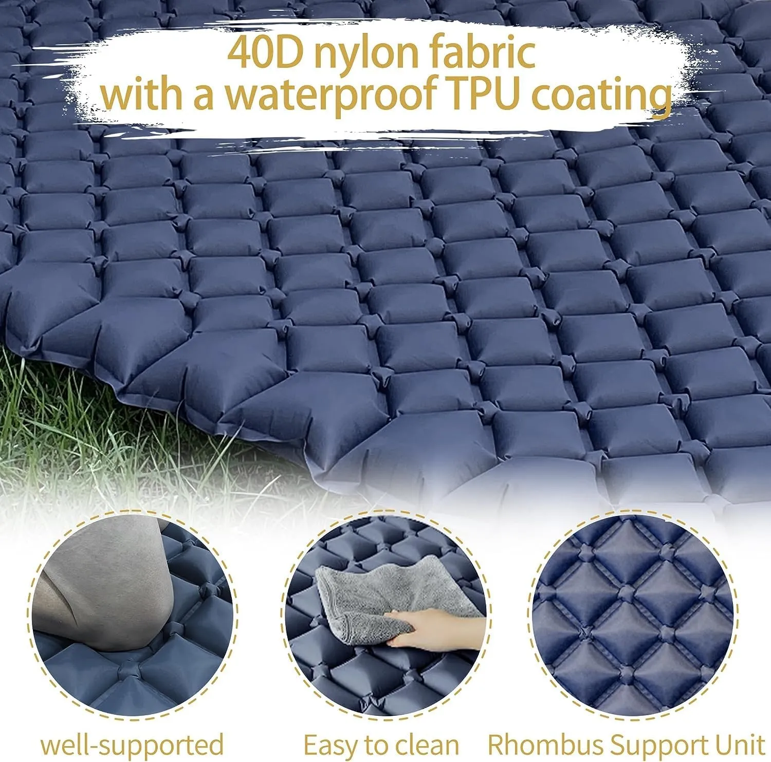 EULANT Double Sleeping Pad for Camping, Self Inflating, 2 Person with Pillow Built-in, Foot Pump, Durable, Portable, 79x2.8x48 in