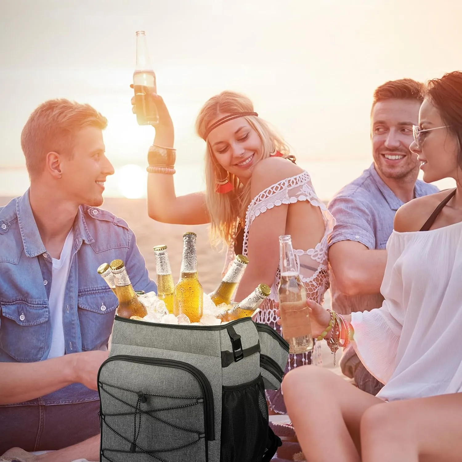 Expandable Backpack Coolers Insulated Leak Proof - 36/48 Cans Double Deck Cooler Backpack Waterproof - Soft Lightweight Portable Cooler Bag for Beach Picnic Camping Men and Women