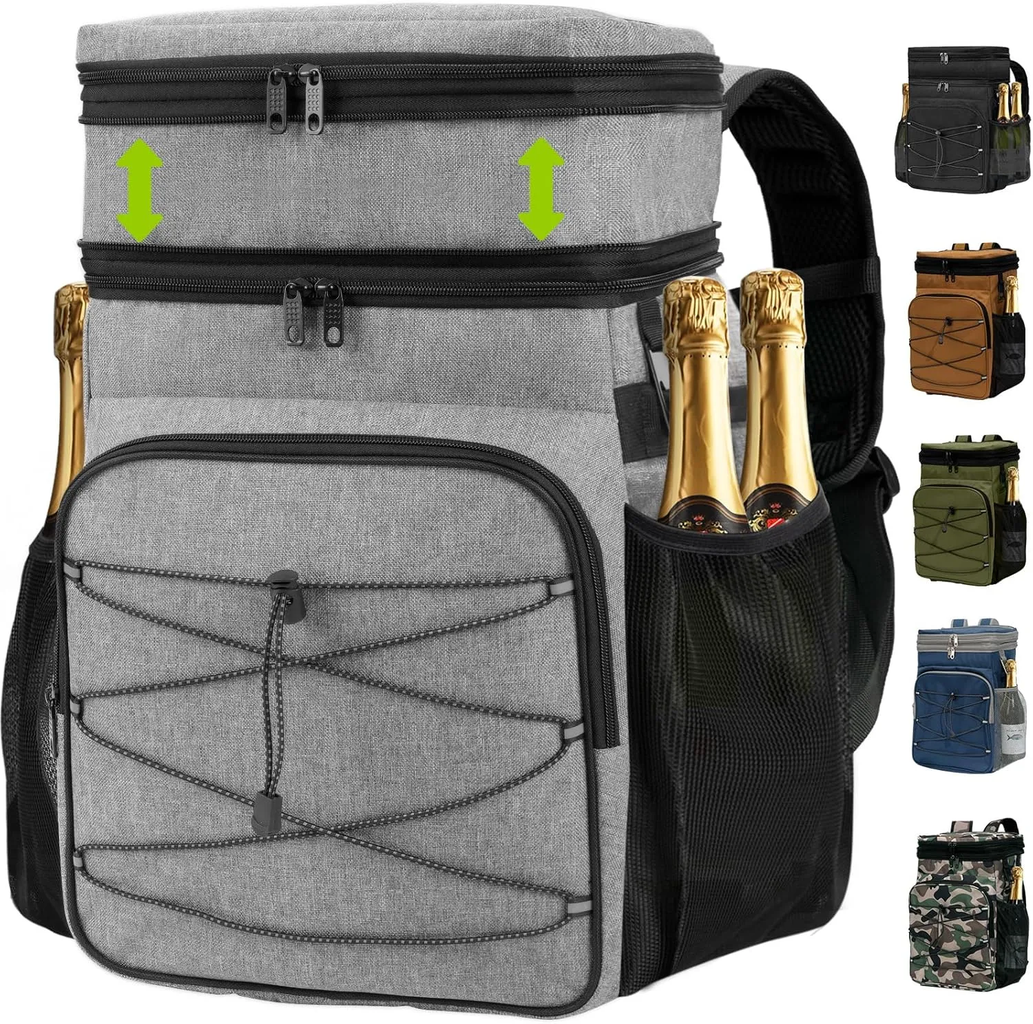 Expandable Backpack Coolers Insulated Leak Proof - 36/48 Cans Double Deck Cooler Backpack Waterproof - Soft Lightweight Portable Cooler Bag for Beach Picnic Camping Men and Women