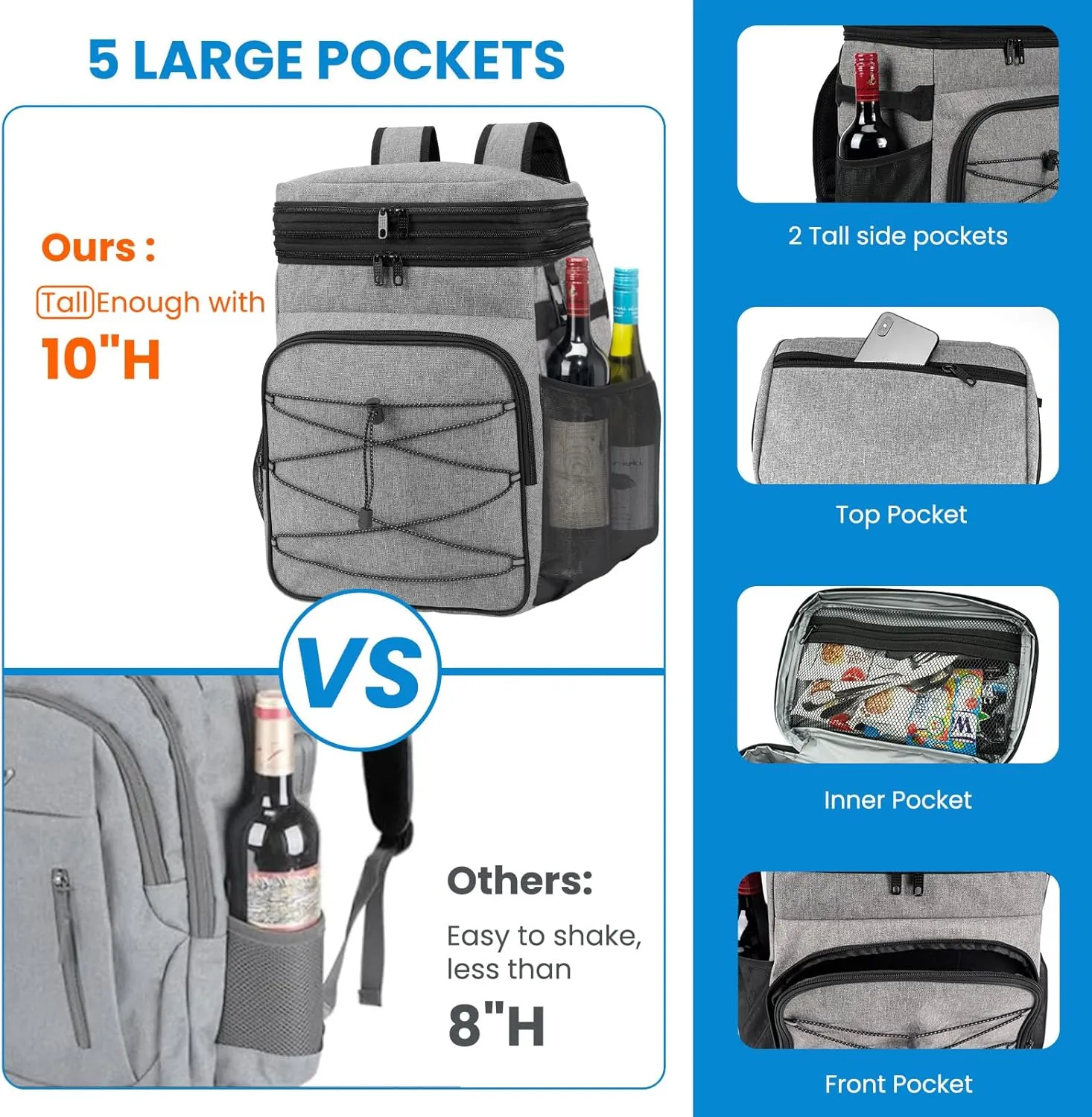 Expandable Backpack Coolers Insulated Leak Proof - 36/48 Cans Double Deck Cooler Backpack Waterproof - Soft Lightweight Portable Cooler Bag for Beach Picnic Camping Men and Women