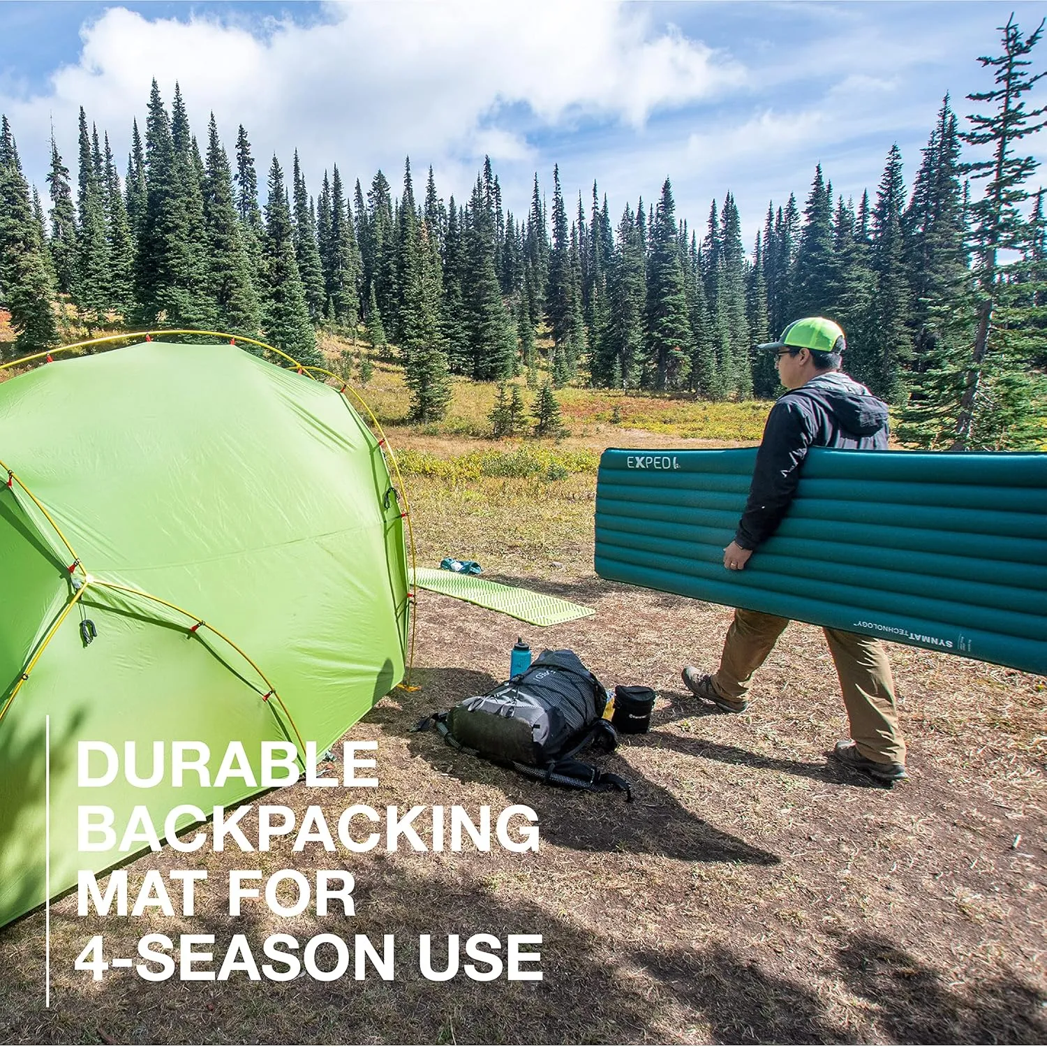 Exped Dura 5R | Abrasion Resistant | Insulated and Comfortable | -5 Degree Sleeping Pad, Cypress, Long Wide