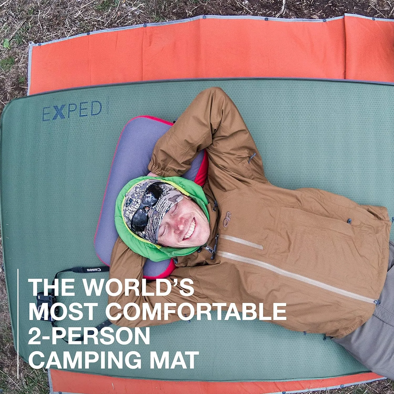 Exped MegaMat 10 Duo - Self Inflating Foam Sleeping Pad, 4" Thickness Camping Bed, Compact and Lightweight, Mini Pump Included, Green, Long Wide Plus - Past Season