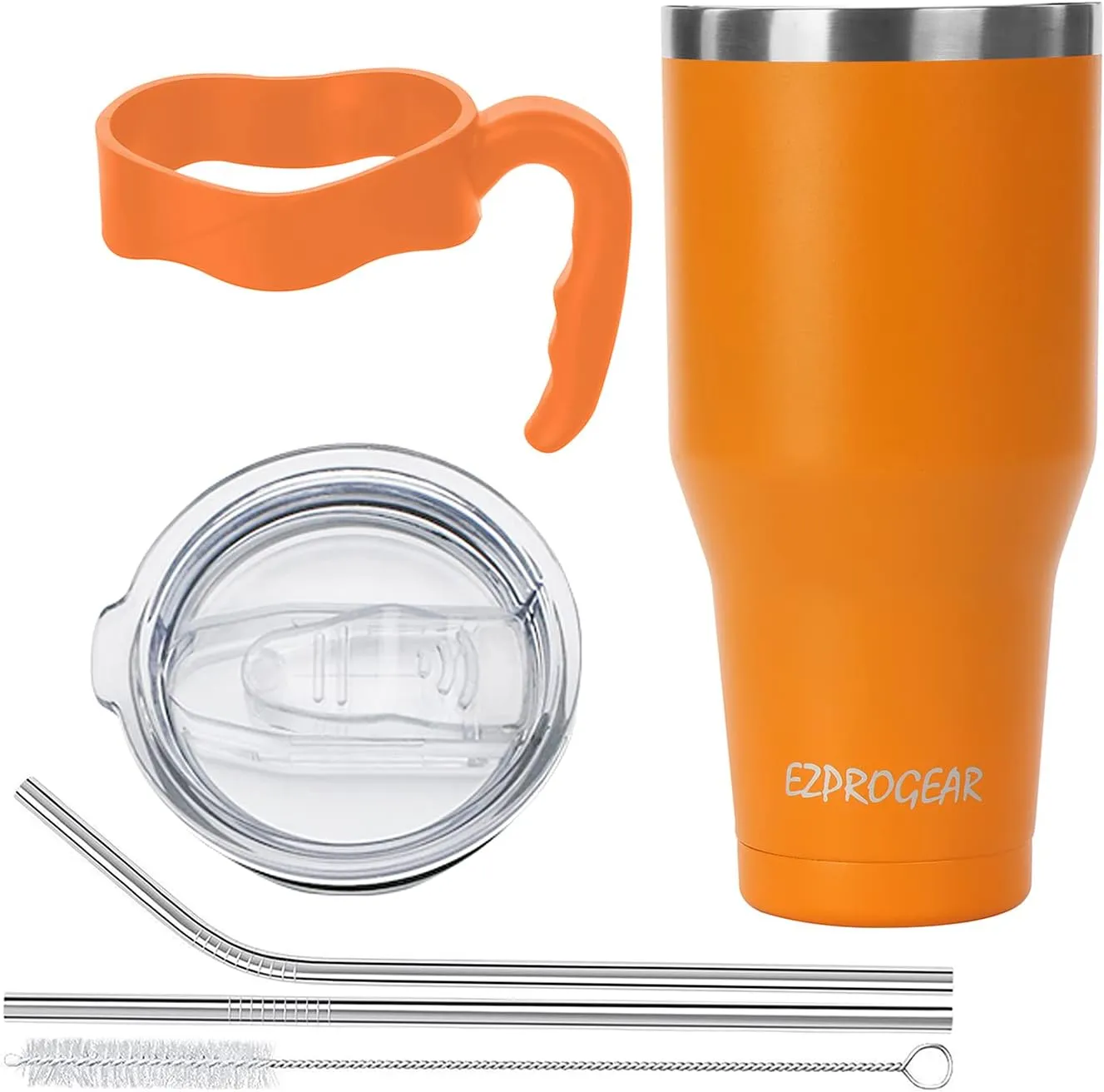 Ezprogear 40 oz Stainless Steel Water Tumbler with Handle Dark Orange Coffee Mug (Dark Orange)