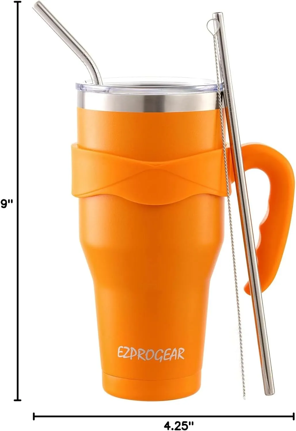 Ezprogear 40 oz Stainless Steel Water Tumbler with Handle Dark Orange Coffee Mug (Dark Orange)