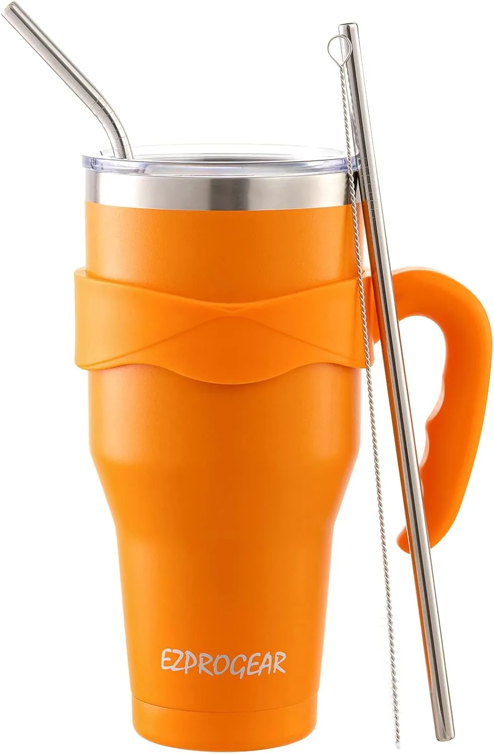 Ezprogear 40 oz Stainless Steel Water Tumbler with Handle Dark Orange Coffee Mug (Dark Orange)