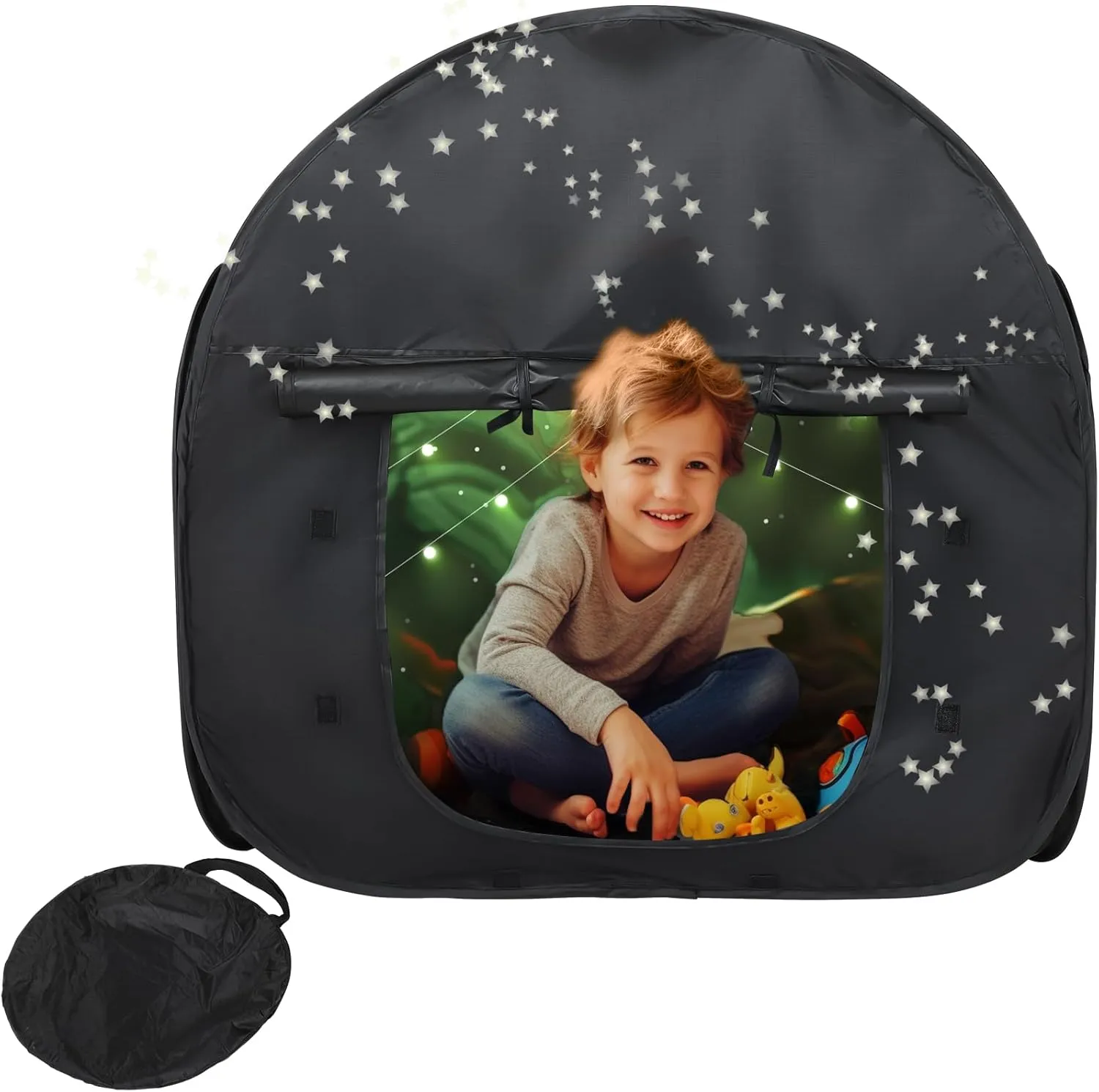 FAHKNS Sensory Tent|Quiet Corner for Kids to Play and Relax| Portable Pop-up Blackout Tent Black with Travel Bag|Sensory Tent for Kids with Autism, SPD, Anxiety, ADHD, etc.