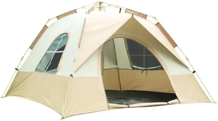 Family Camping Tent, 2.2x2.2 Corner Design, Double Doors, Mesh Windows, Wind-Resistant with Ground Stakes