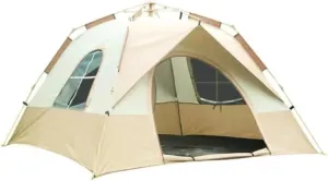 Family Camping Tent, 2.2x2.2 Corner Design, Double Doors, Mesh Windows, Wind-Resistant with Ground Stakes