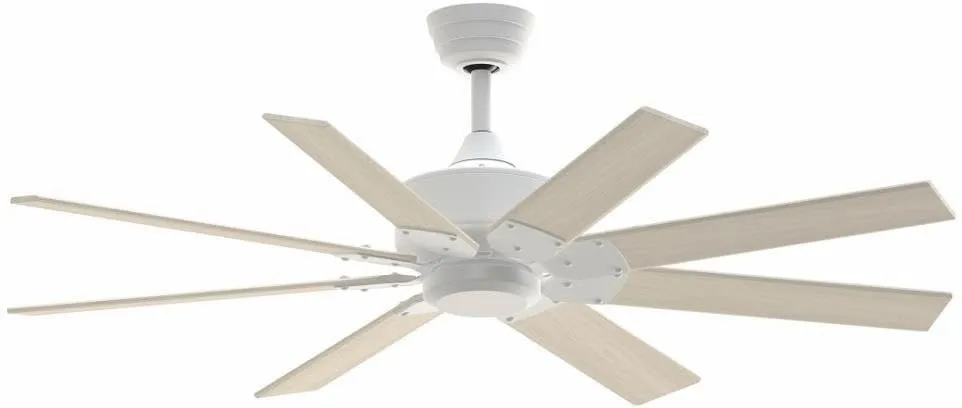 Fanimation Levon Custom - 8 Blade Ceiling Fan-16.27 Inches Tall and 52 Inches Wide-Matte White Finish-White Washed Blade Color
