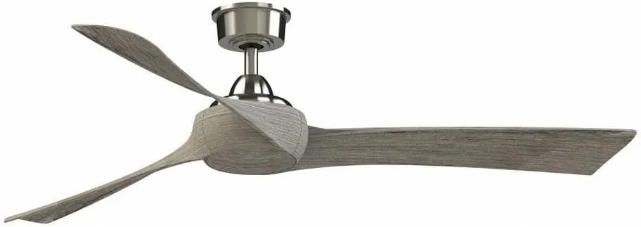 Fanimation Wrap Custom - 3 Blade Ceiling Fan - 12.46 Inches Tall and 60 Inches Wide - Brushed Nickel Finish - Weathered Wood Blade Color