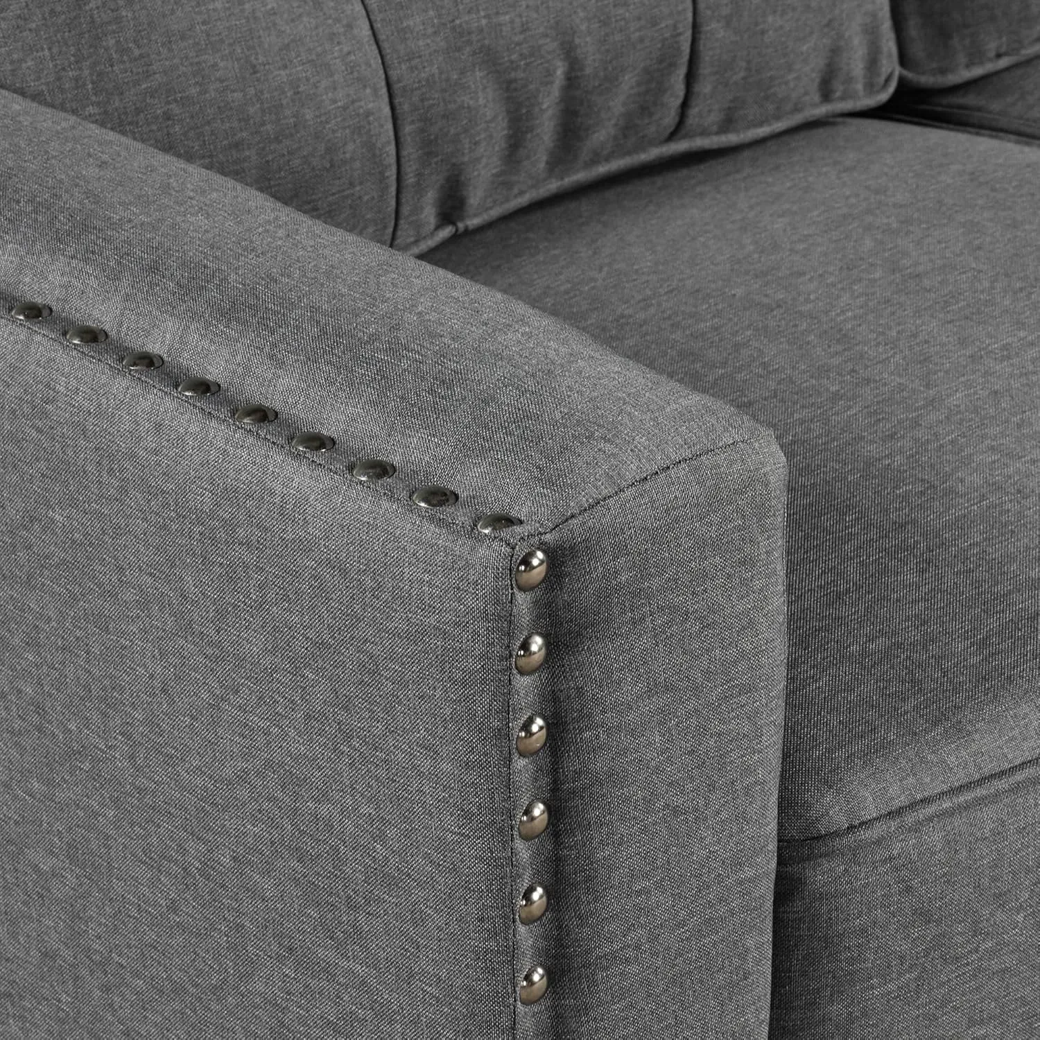 FANYE 3 Pieses Living Room Sofa Sets Linen Blend Button Tufted Retro Sofa&Couch Include 3 Seaters Couch, Loveseat and Armchair with Waved Armrests and Nailhead Decor for Home Apartment Office