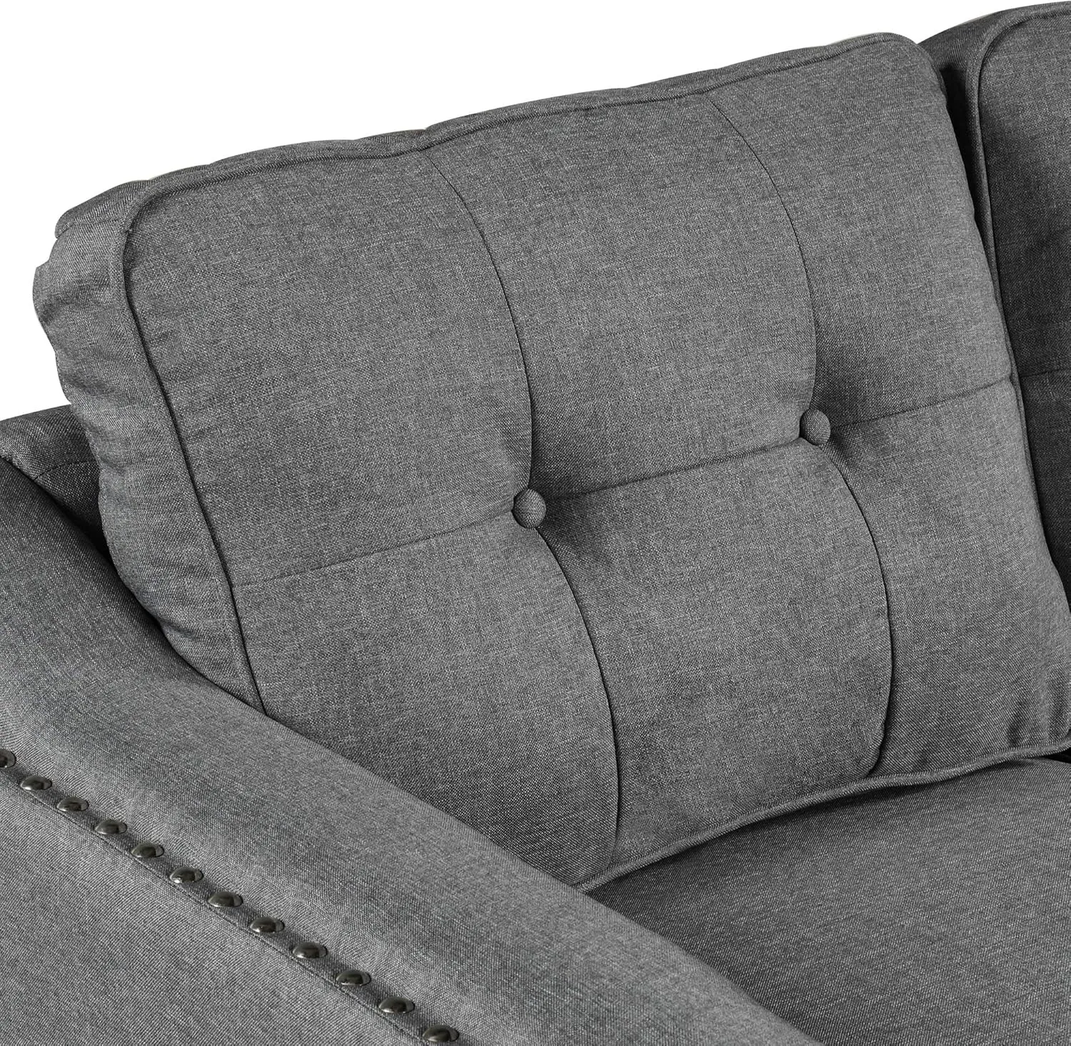FANYE 3 Pieses Living Room Sofa Sets Linen Blend Button Tufted Retro Sofa&Couch Include 3 Seaters Couch, Loveseat and Armchair with Waved Armrests and Nailhead Decor for Home Apartment Office