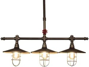 Farmhouse Steam Water Pipe Ceiling Suspension Light Vintage Retro Vintage Nostalgic Island Hanging Light 3-Heads Edison E27 Ceiling Droplight for Living Room Canteen Dining Room CAF