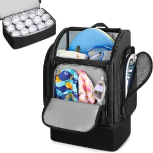 Fasrom Mesh Beach Backpack with Insulated Cooler Compartment, Wet Dry Separation Beach Bag, Large Capacity Tote for Swim