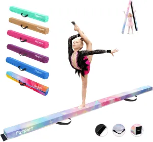 FBSPORT 8ft/9ft/9.5/10ft Balance Beam: Folding Floor Gymnastics Equipment for Kids Adults,Non Slip Rubber Base, Gymnastics Beam for Training, Physical Therapy and Professional Home Training