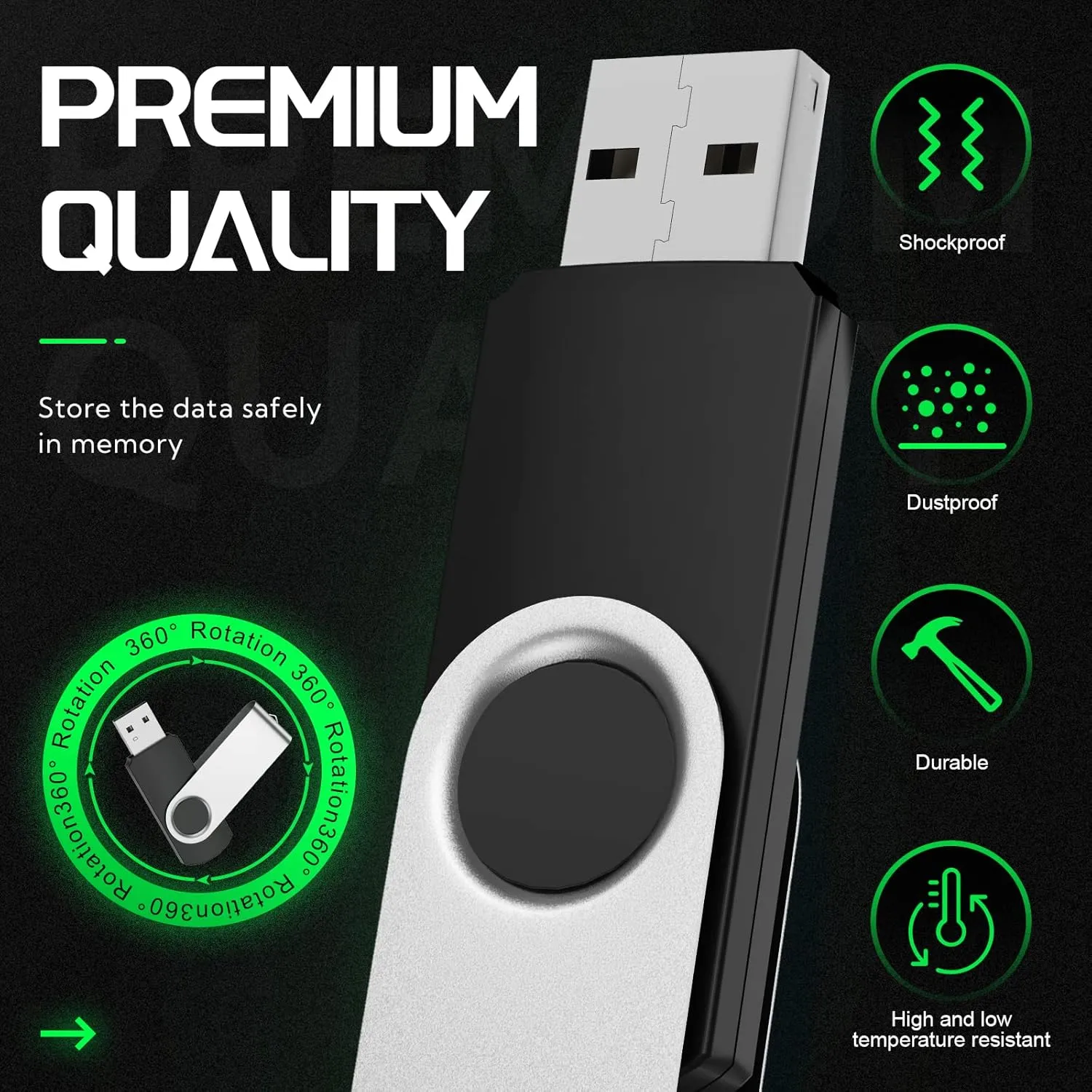 FEBNISCTE 16GB Flash Drive, Jump Drive 10 Pack, Memoria USB 2.0 Multi-Coloured, USB Thumb Drive 16gb Swivel mit 10 Cords Jump Drive with LED Light for Data Storage/Transfer