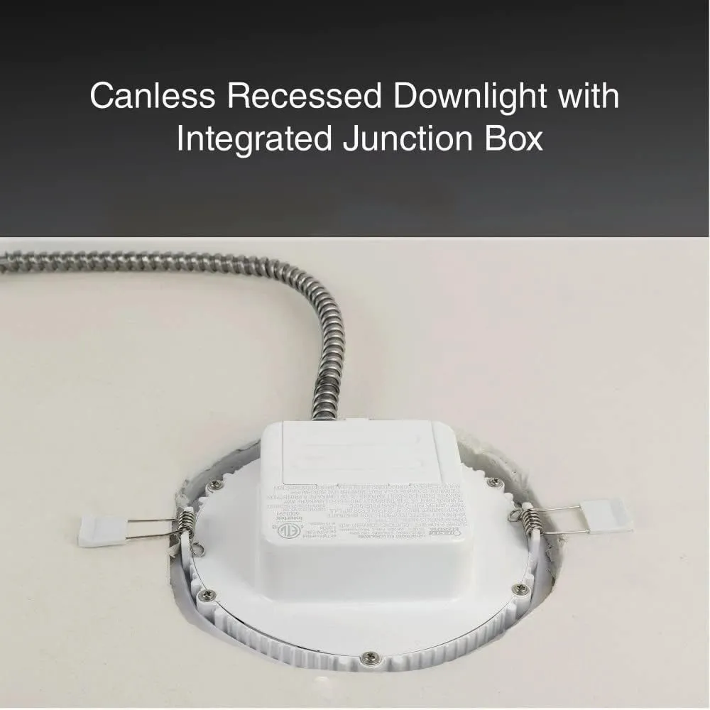 Feit Electric 4 inch Integrated J-Box LED Recessed Downlight - 3000K Bright White - Dimmable - 50W Equivalent - 45 Year Life - 650 Lumen