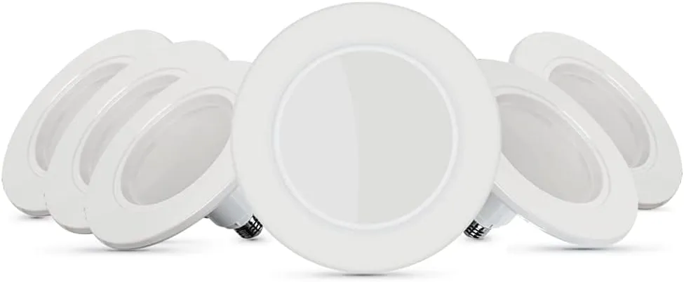 Feit Electric 5-6 inch InstaTRIM Adjustable Neck Recessed LED Downlight - 2700K Soft White - Dimmable - Pre-Mounted Trim - 65W Equivalent - 45 Year Life - 850 Lumen - High CRI | 6-Pack
