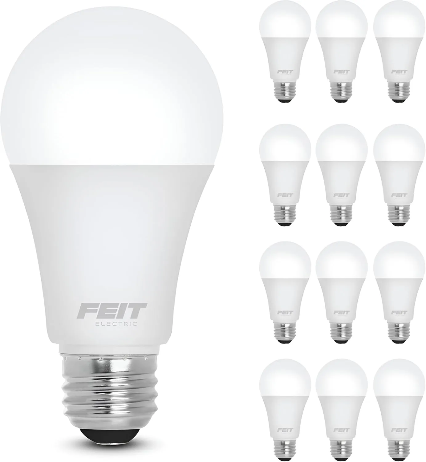 Feit Electric A19 LED Light Bulb, 100W Equivalent, E26 Medium Base, 1500 Lumens, 5000K Daylight White, General Purpose Light Bulbs, 11,000-Hour Lifetime, A1600/850/10KLED/2/6, 12 Pack