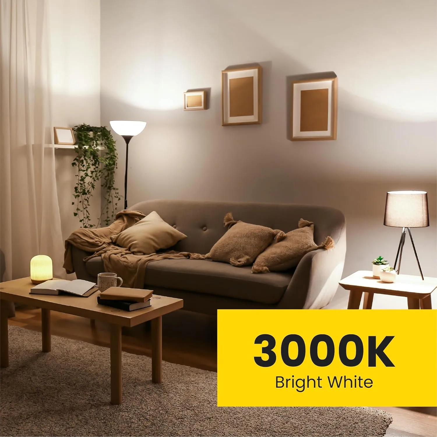 Feit Electric A19 LED Light Bulb, 75W Equivalent, E26 Medium Base, 1100 Lumens, 3000K Bright White, 90  CRI, General Purpose Light Bulbs, 11,000-Hour Lifetime, OM75/930CA10K/2/6, 12 Pack