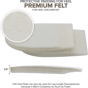 Felt Heel Cushion Pad 1/4" with Adhesive for Pain Relief - 4 Pairs
