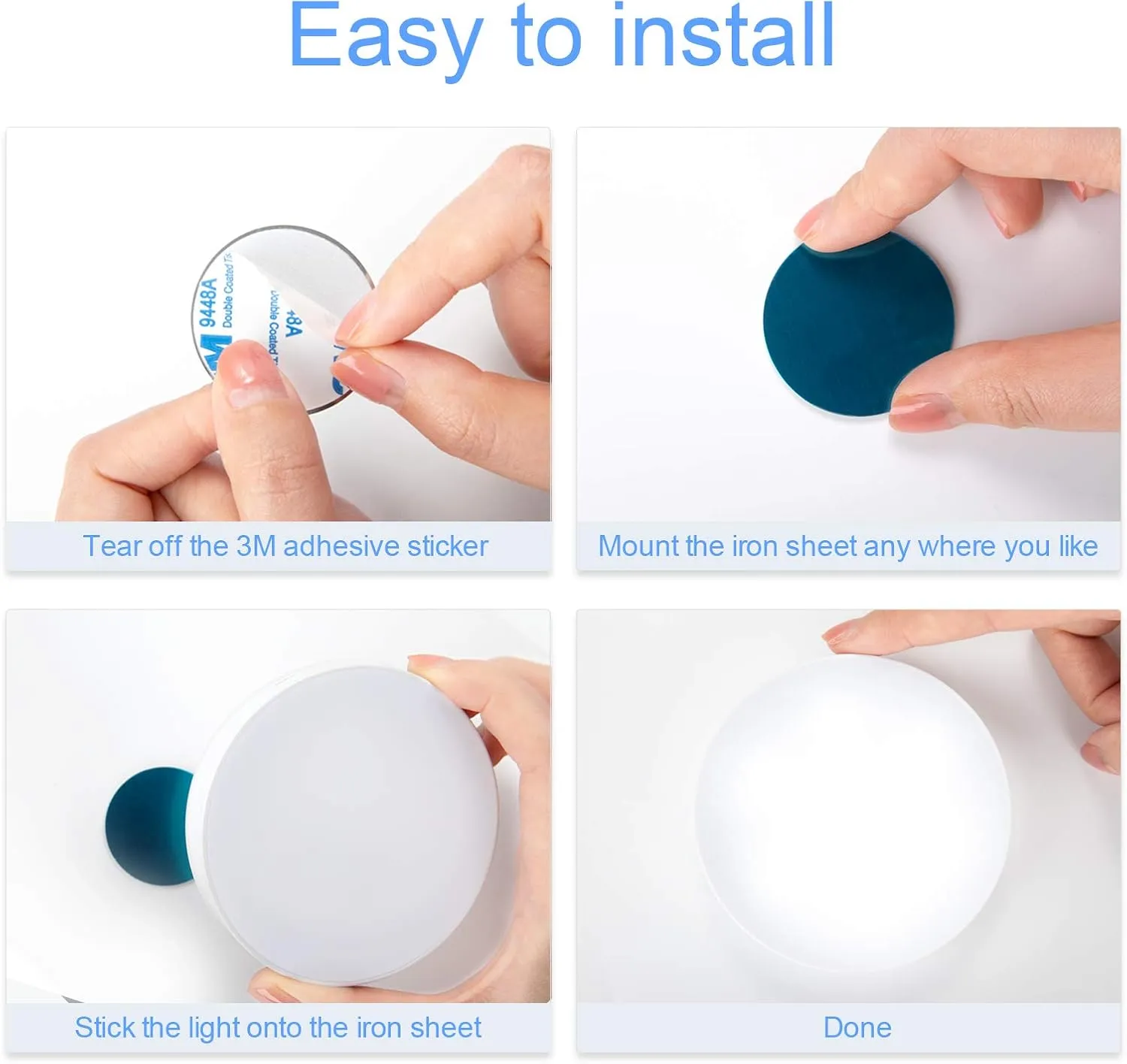 Ferswe Rechargeable Tap Lights, Dimmable Touch Night Lights with 1000mAh Large Battery, Stick on Light for Closet, Bedroom, Bathroom and Cabinet (2 Pack)