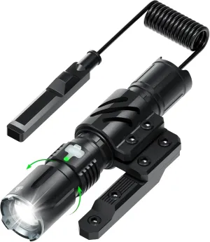 Feyachi Rechargeable Tactical Flashlight 2000 Lumen, Adjustable Focus Light with Pressure Switch, USB-C Charging, IPX7 Waterproof, 4 Modes (Ultra/High/Low/Strobe) for Hunting & Outdoor