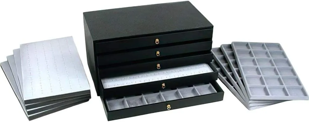 FindingKing 10 Grey Ring Pocket Watch Jewelry Tray & Display Case