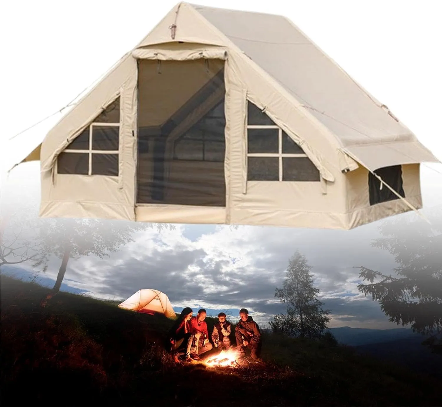 Fishing Bivvy Tent Sport Tent Double-Layer Tent Door Bivvy Tent 4 Seasons Oxford Cabin Tent Waterproof Standing Tent Wear-Resistant Pvc Composite Fabric